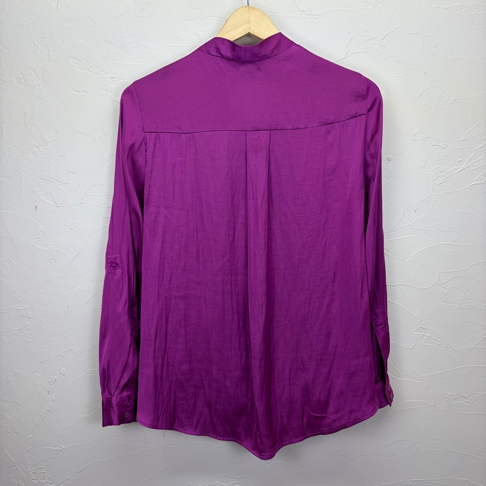 Torrid Womens Magenta Purple Surplice Draped V-Neck Blouse Silky Sexy 00 L - Picture 5 of 13